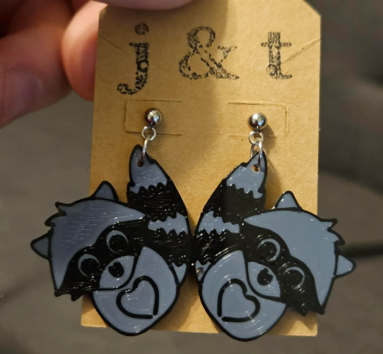 Cute Racoon Earrings view 2