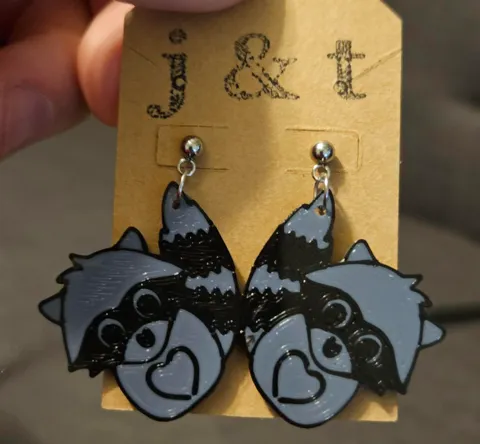 Cute Racoon Earrings view 2