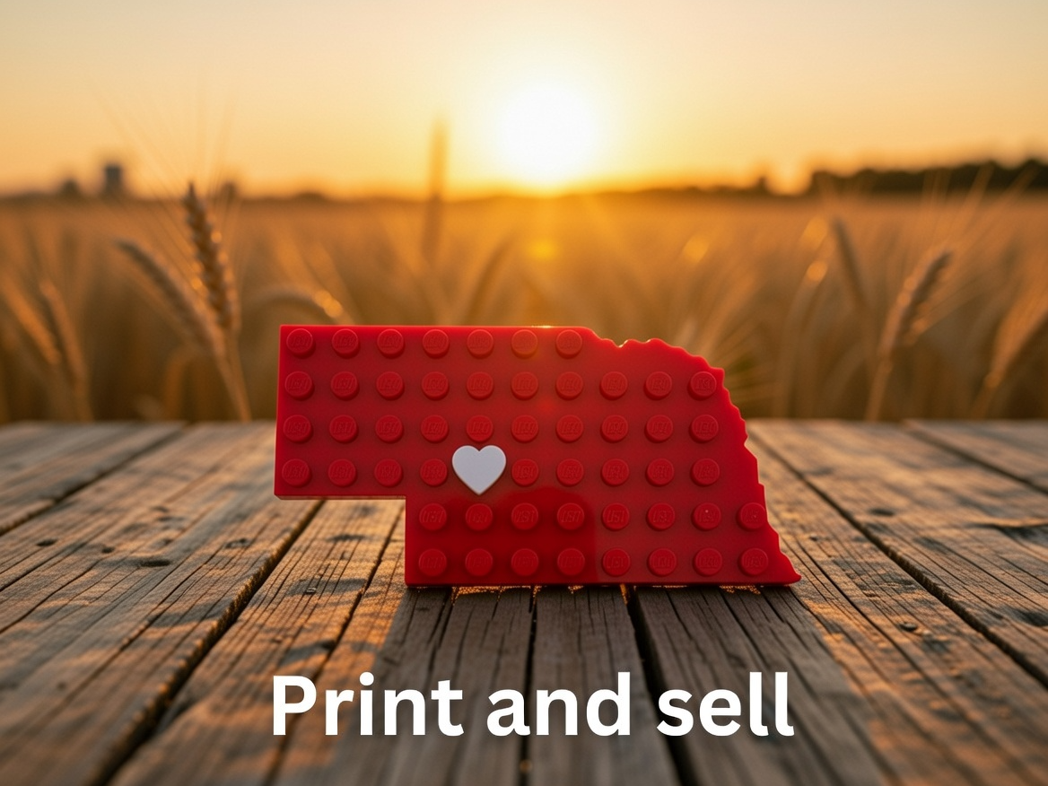 Nebraska State Brick magnet with movable heart peg