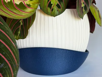 Ribbed Ellipse Planter with Matching Fuzzy Saucer