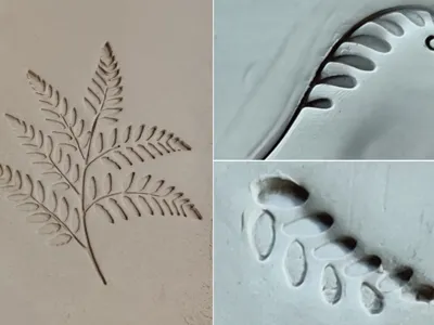 Ferns and branch stamps
