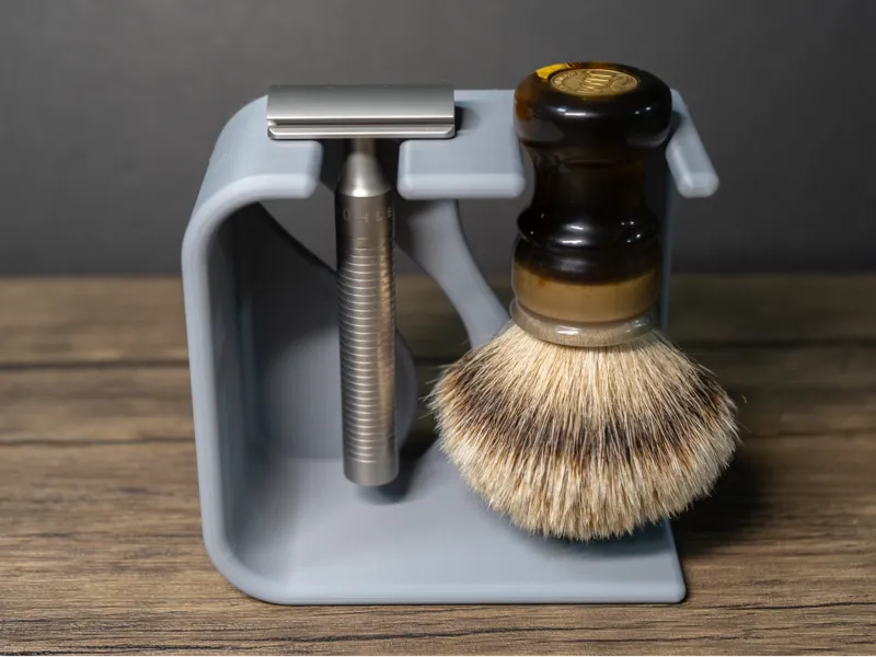 Modern Shaving Razor and Brush Stand