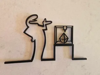 La linea with his 3d printer door sign