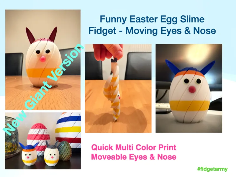 Giant Easter Egg Slime Fidget - Moving Eyes & Nose