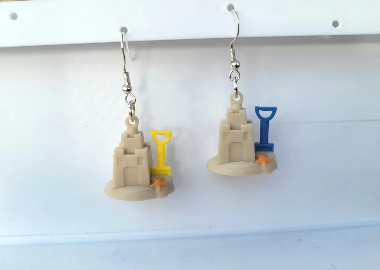 sand castle earrings view 2