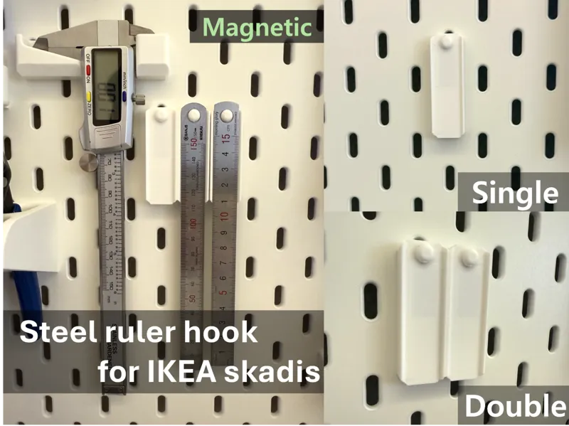 Steel ruler hook for IKEA skadis