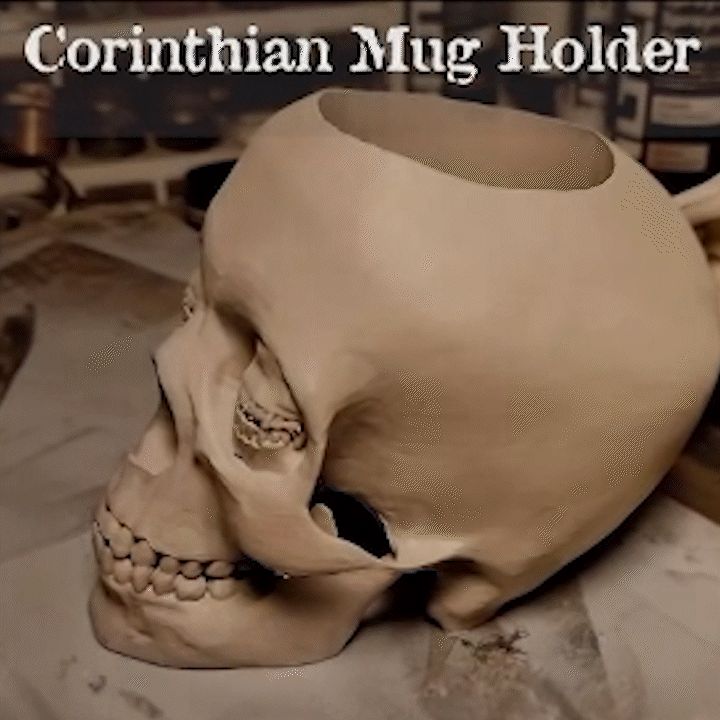 Corinthian Skull Mug Holder