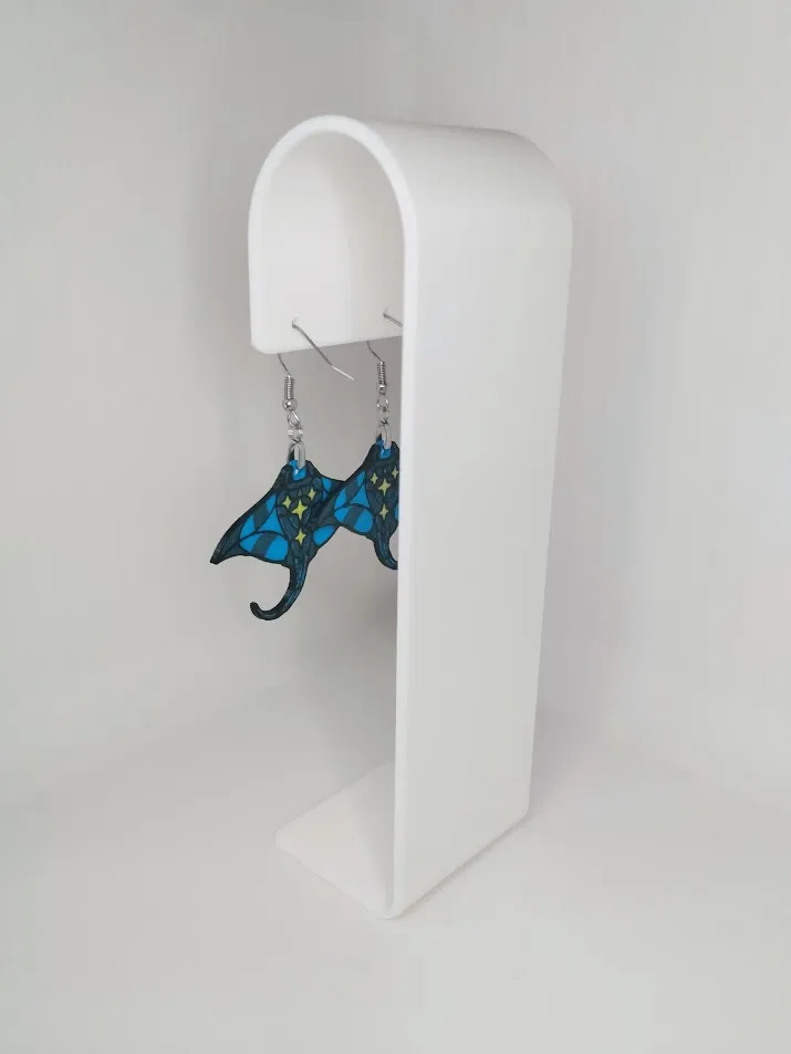 Manta Ray Earrings – Ocean Style 3D Print view 3