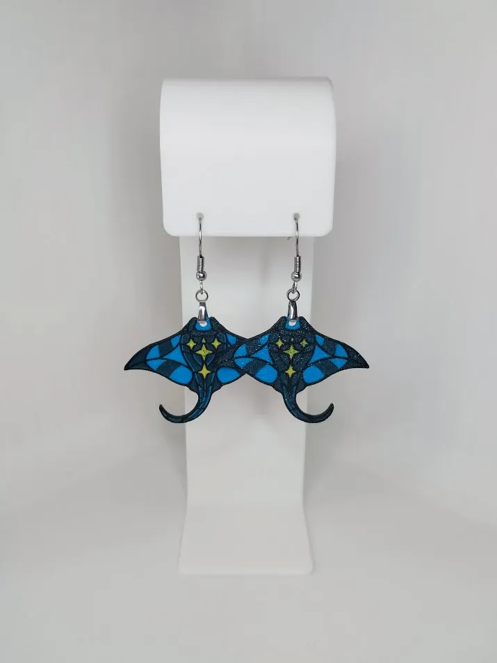 Manta Ray Earrings – Ocean Style 3D Print view 2
