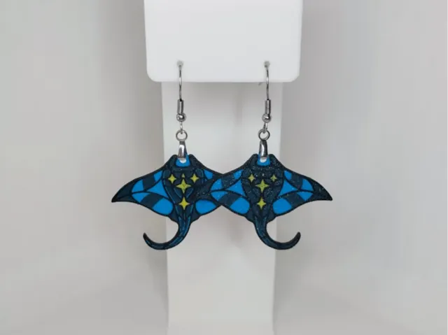 Manta Ray Earrings – Ocean Style 3D Print
