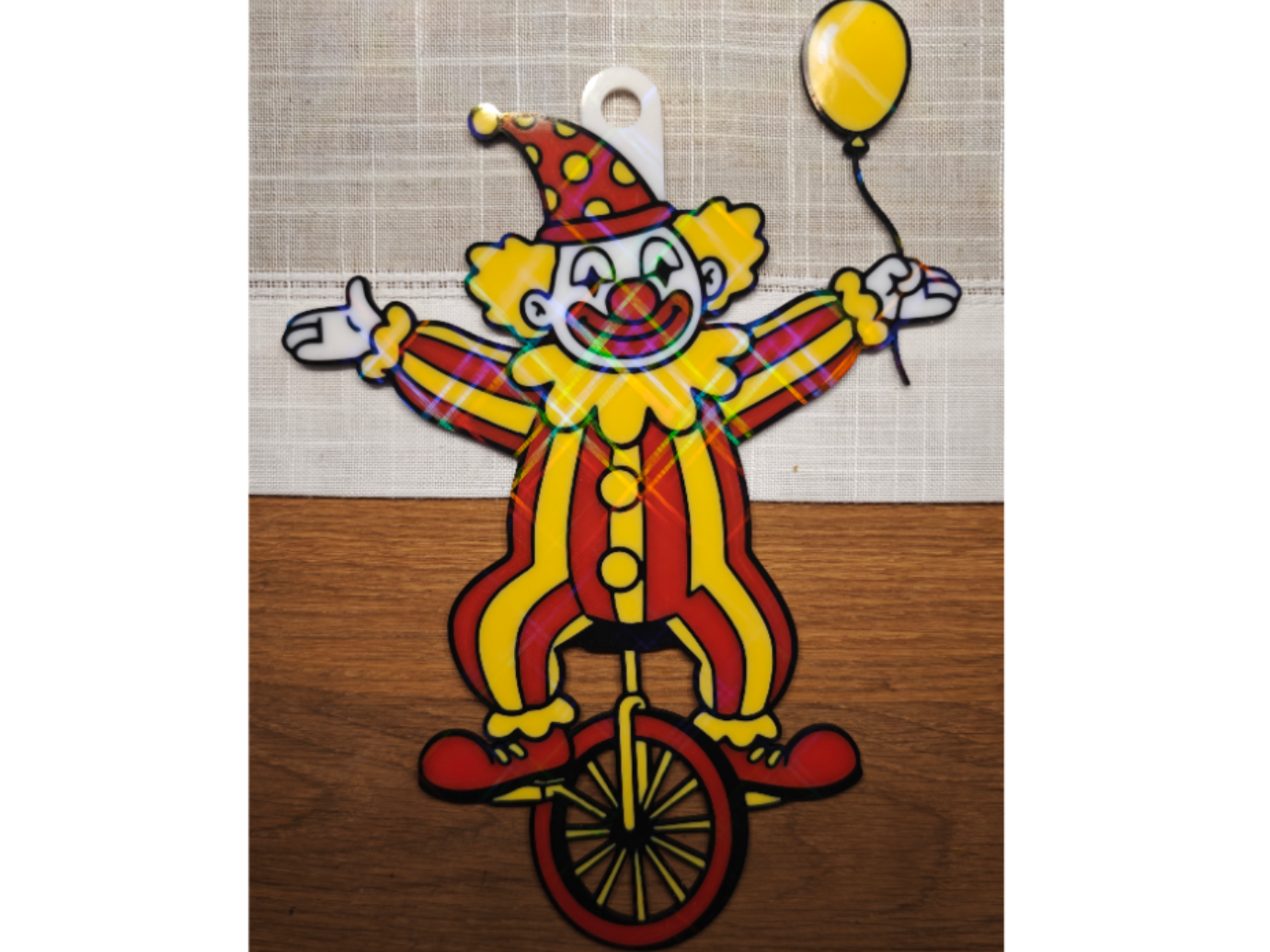 Clown mit Einrad für Karneval zum Aufhängen