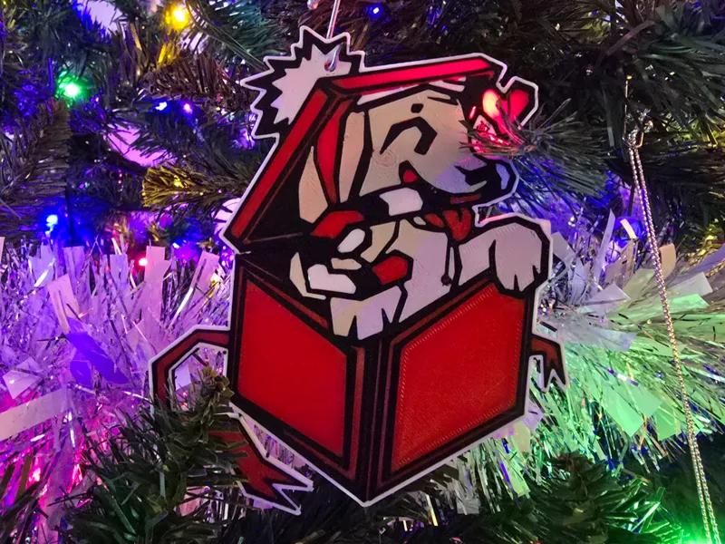 Cute Dog Christmas Present Ornament