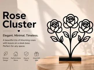 Rose Cluster Line Art