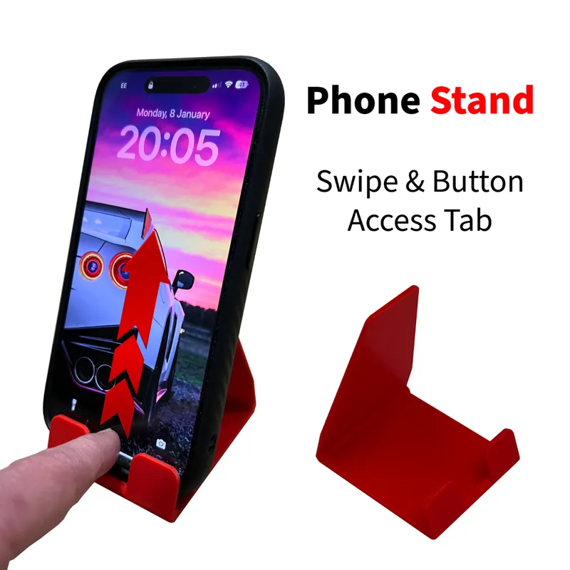 Easy Print Phone Stand Reclined Angle with Bottom and Swipe Tab