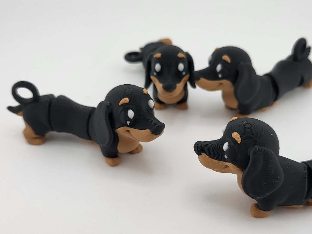 Articulated Dachshund Dog Keychain Flexi Fidget