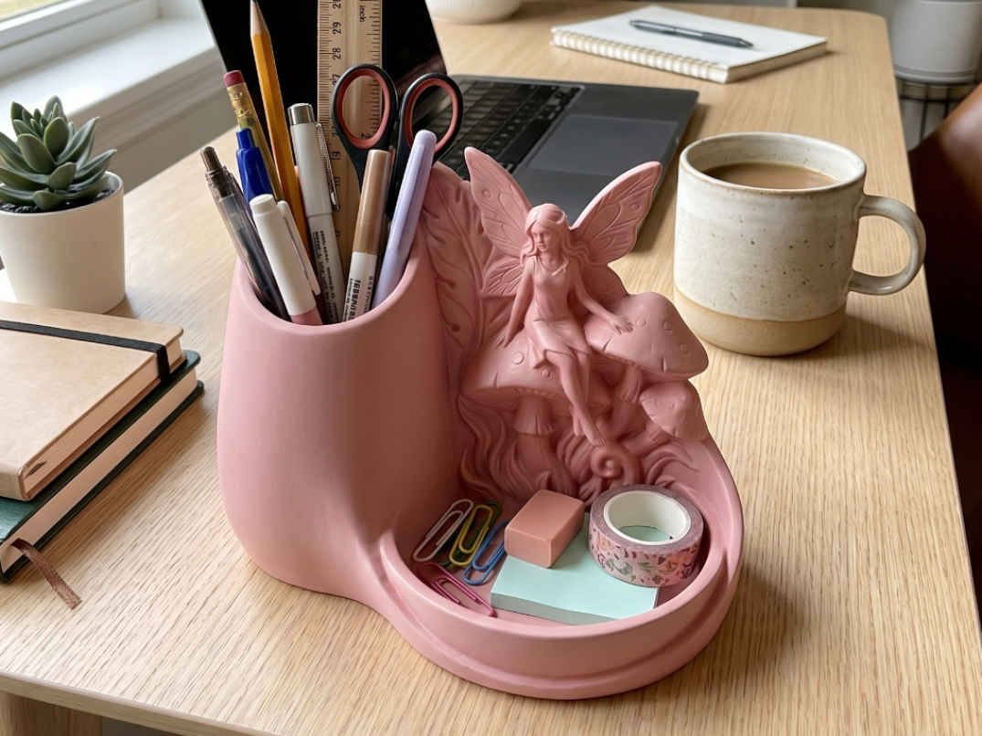 Enchanted Fairy Forest Desk Caddy & Trinket Tray