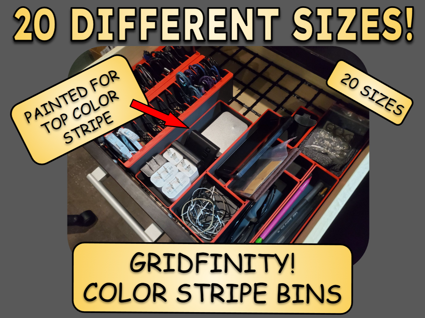 Gridfinity Color Stripe - Large Bin Set