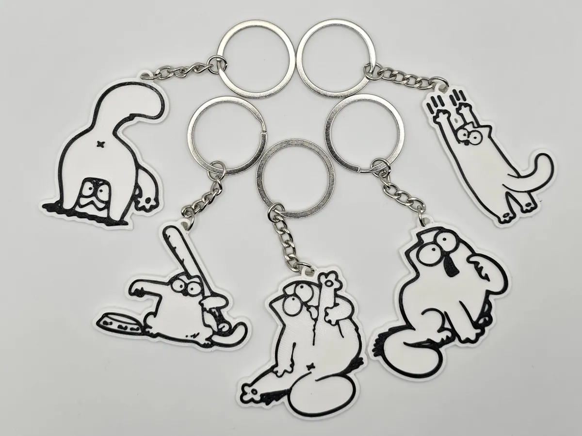 Simon's Cat Keychain (Remix) Remixed by FC2M3D MakerWorld: Download Free 3D Models - 3D model önizlemesi