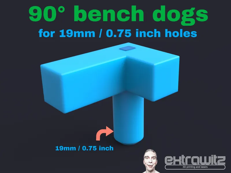 bench dogs with 90°angle - 0.75 inch / 19mm