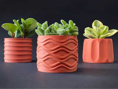 Textured Planter Set – 3 Pot Designs - Series 2