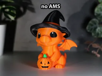 Halloween Dragon with Witch Hat and Pumpkin