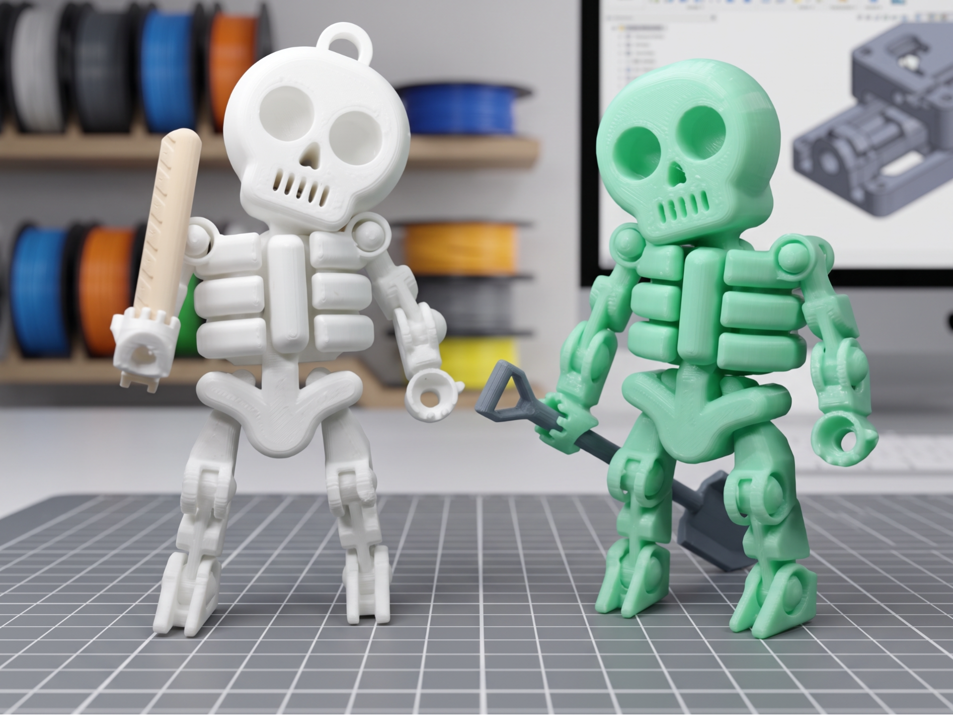 Articulated Halloween Skeleton with Accessories 3D model