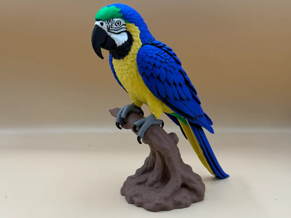 Modelo para impresión 3D: Tropical Majesty – Blue & Yellow Macaw. Referencia del modelo original.