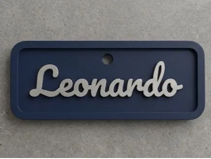 Leonardo Name Tag Keychain Dual Color Personalized