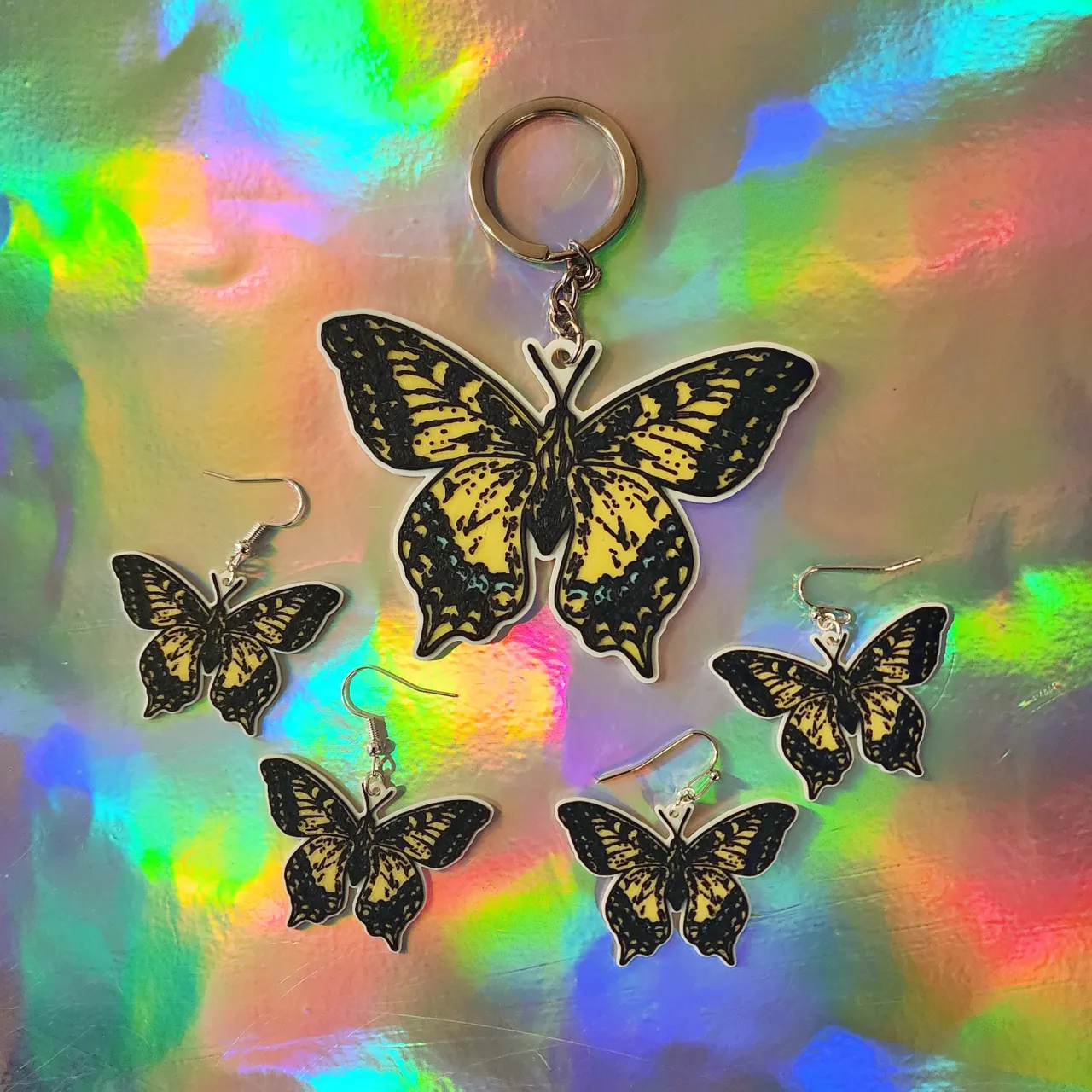 Old World Swallowtail Butterfly Keychain, Earrings view 3