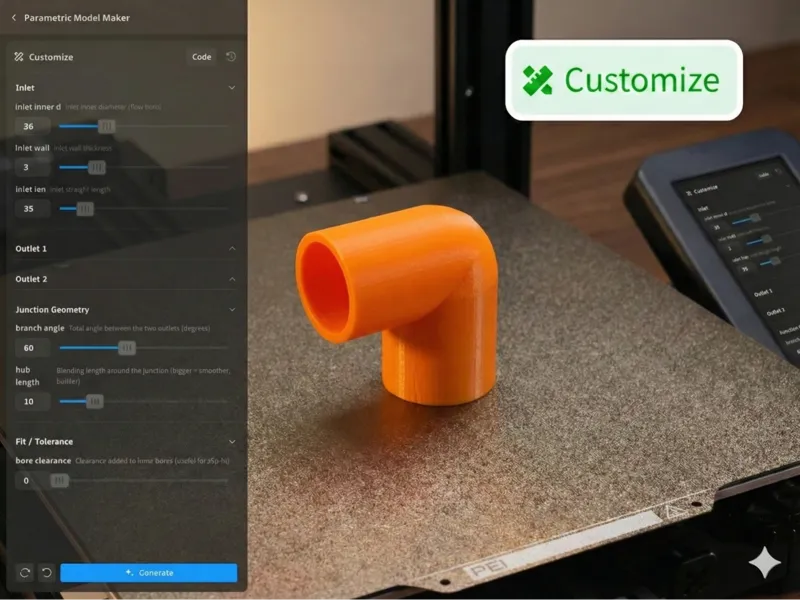 Any Angle / Size Customizable Hose Adapter