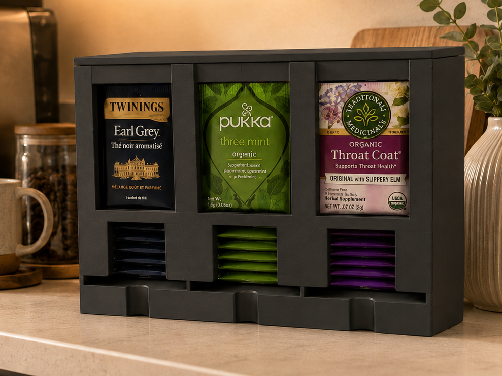 Modern 3-Compartment Tea Bag Dispenser & Organizer - 1