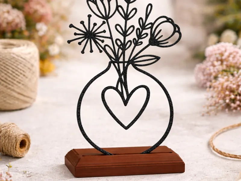 Bouquet with Heart - Decor Line Art