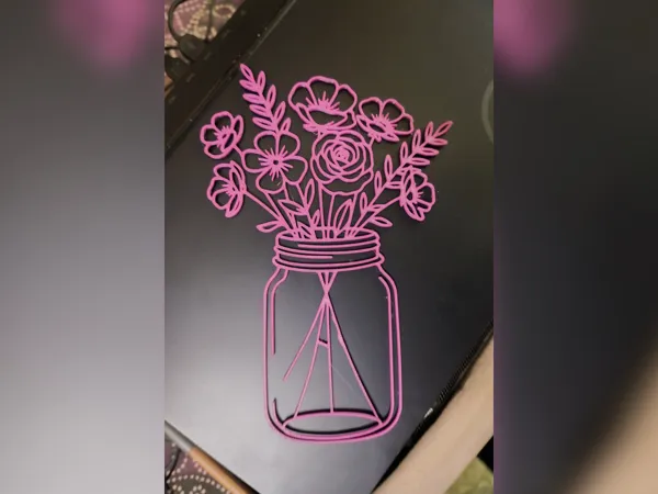 Déco murale bocal fleuri