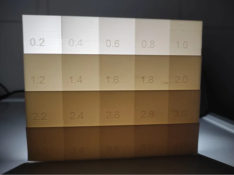 Litophane thickness test 0.2 Nozzle