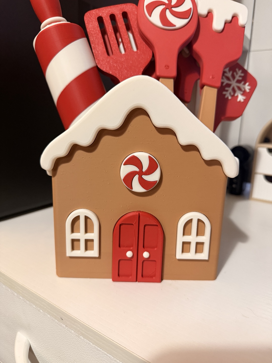 Gingerbread House Kitchen Utensil Holder No AMS - Free 3D Print Model ...