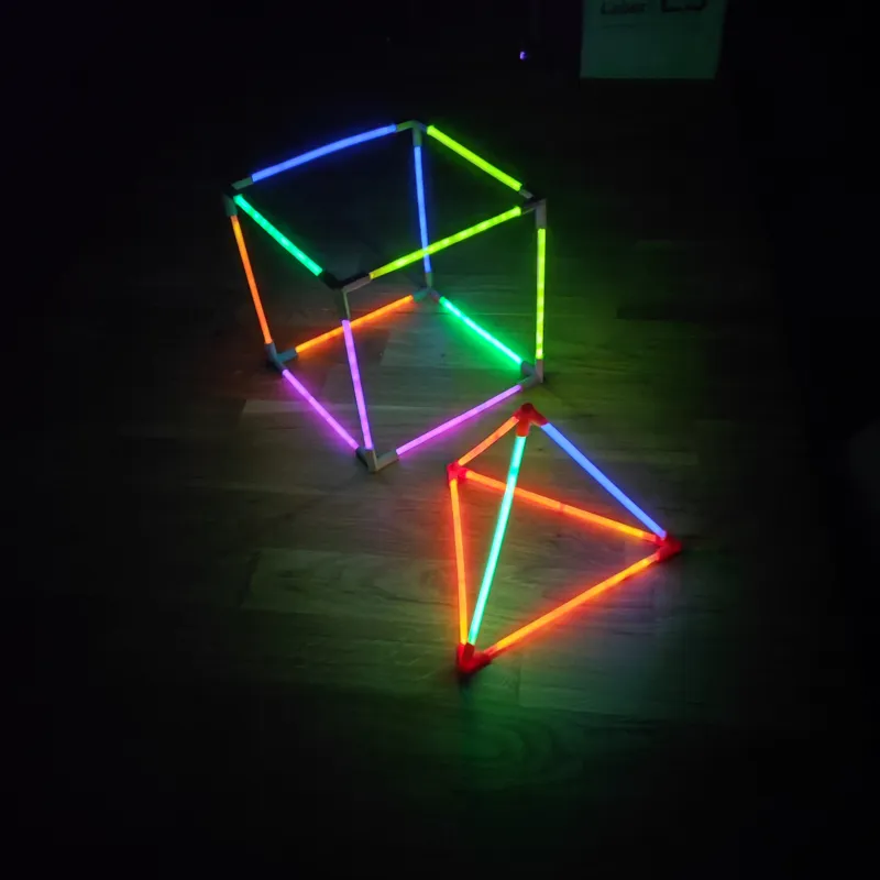 connectors glow sticks (5mm) or staws - cube, tetrahedron