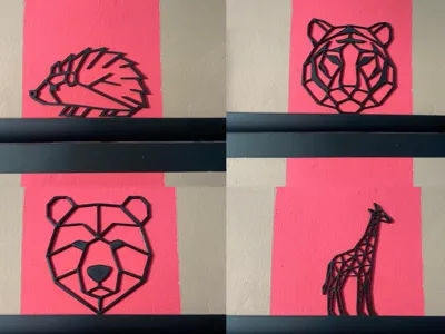 Low-Poly Animal – Hedgehog, Tiger, Bear & Giraffe