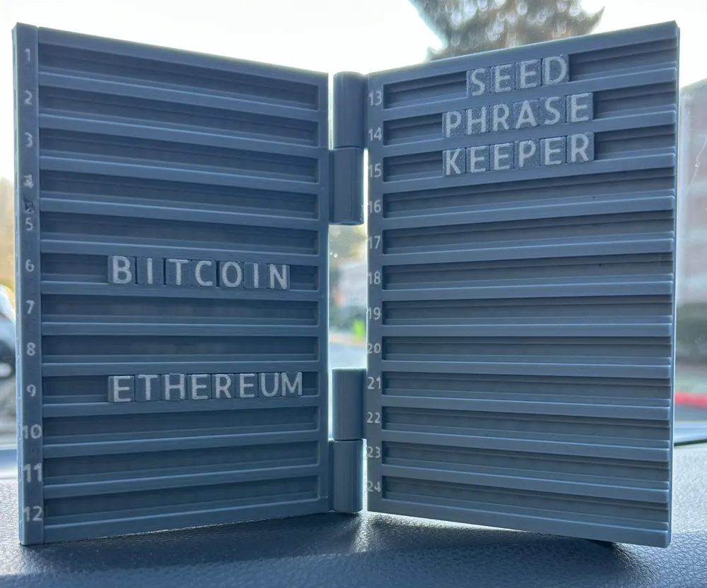 Seed Phrase Keeper - Bitcoin Recovery Codebook - Free 3D Print Model -  MakerWorld