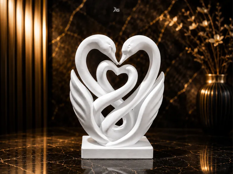 Eternal Swan Hearts Sculpture