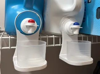 Laundry detergent bottle cup holder (screw on)