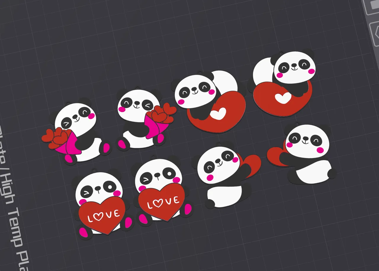 Valentine's Panda Earrings, No AMS, Quick Print view 3