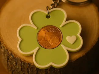 Glücksanhänger 1 Cent Münze Kleeblatt Silvester