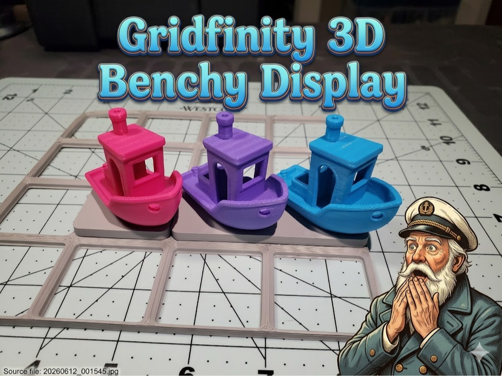 Gridfinity 3D Benchy display tiles + generator!