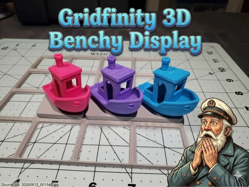 Gridfinity 3D Benchy display tiles + generator!