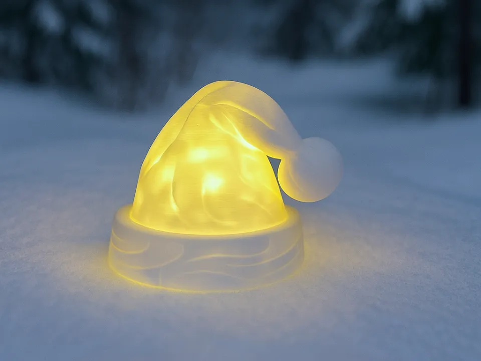 Glowing Christmas Hat Tealight KC008 - Free 3D Print Model - MakerWorld