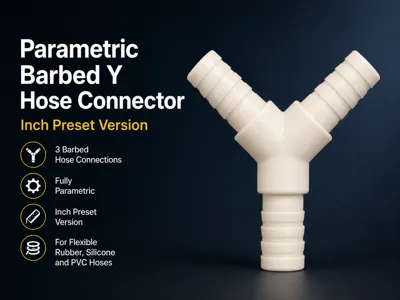 Parametric Barbed Y Hose Connector - Inch Presets