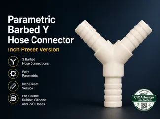 Parametric Barbed Y Hose Connector - Inch Presets