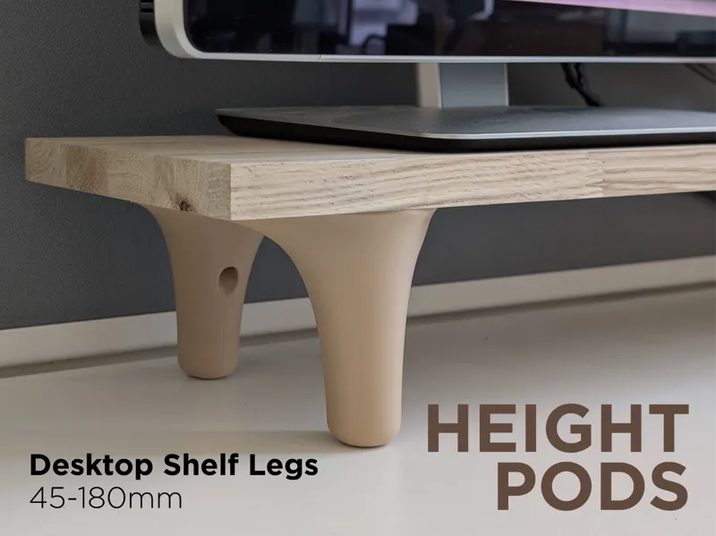 Height Pods - Sculpted Desktop Shelf Legs 48-180mm