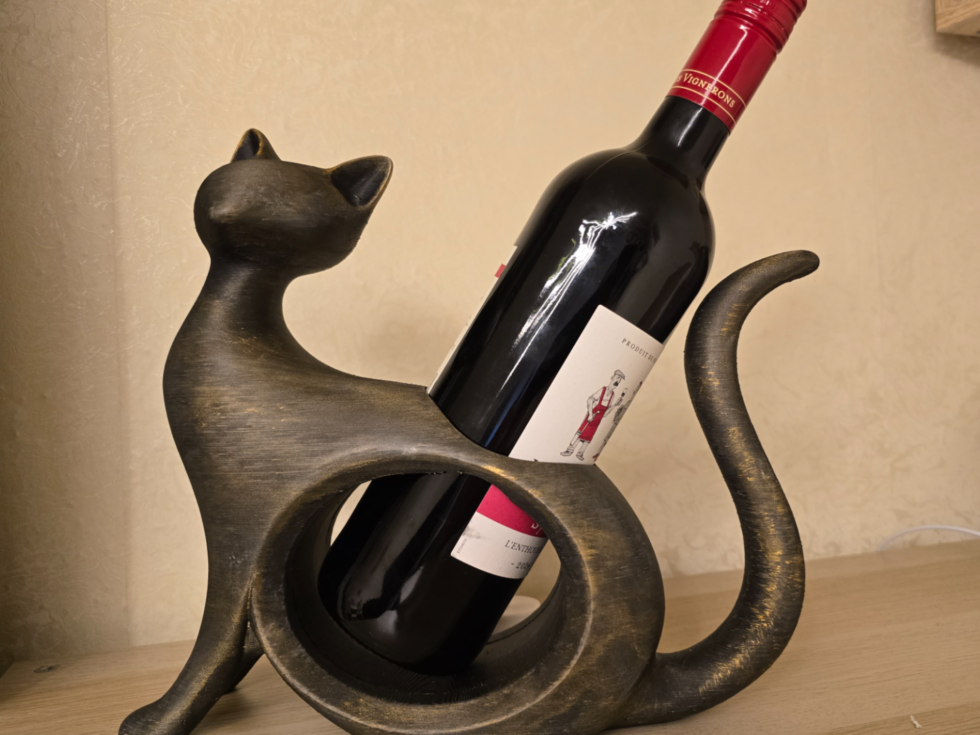 Weinflaschenhalter Katze