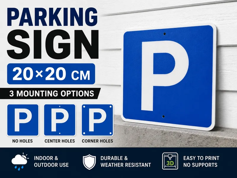 Parking Sign - 3 Mounting Options